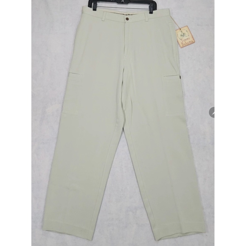 Tommy Bahama Silk‎ Pants Mens 34 X 31 NEW Cargo Beige Dress Loose Straight Leg